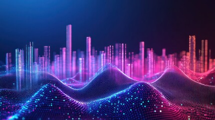 Abstract Cityscape with Neon Lights