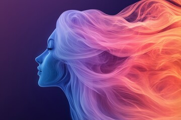 Obraz premium Ethereal Woman with Flowing Multicolored Hair