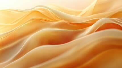 Fototapeta premium Golden silk fabric waves, soft light, studio background, fashion design