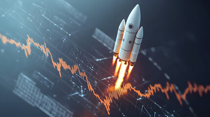 Naklejka premium Rocket Launch: Business Growth and Investment
