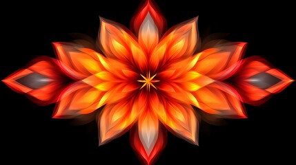 Fototapeta premium Abstract Orange Flower Design On Black Background