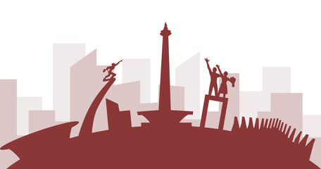 Indonesia Jakarta City View Skyline Illustration