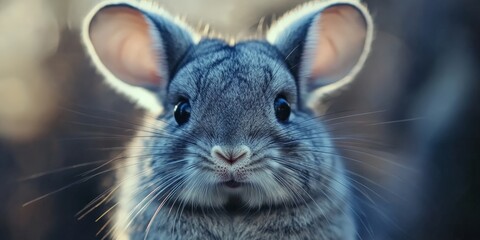 A close-up of a chinchilla with soft fur and big ears