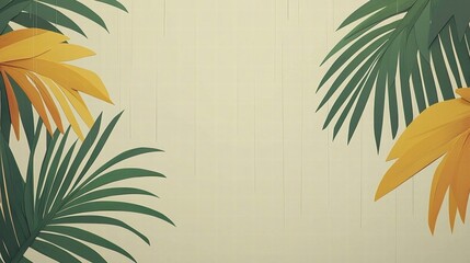 Vibrant Tropical Background with Palm Leaves - Ideal for Nature and Summer-Themed Projects and Designs, Evoking Relaxation and Freshness