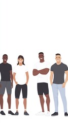 Obraz premium Diverse group smiling, standing together, white background, teamwork concept