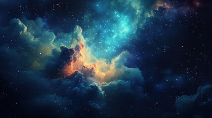 Fototapeta premium breathtaking spectacle of color erupts in cosmic scene filled with vibrant nebulae and twinkling stars, creating mesmerizing view of universe