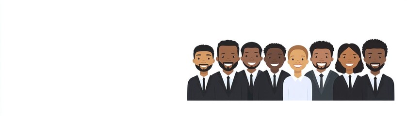 Diverse team, smiling, business, white background. Website banner