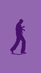 Martial artist walking, purple background, sport, website design