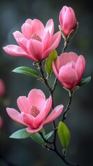 Obraz premium Close Up Pink Magnolia Blossom In Springtime