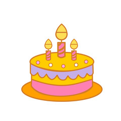 birthday cake vector illustration isolated on white background.
