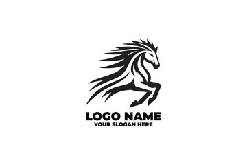 Galloping horse logo with sharp angles