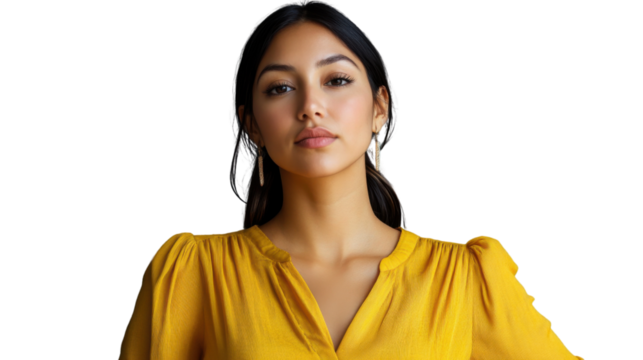 Confident young latin woman posing on transparent background - Powered by Adobe