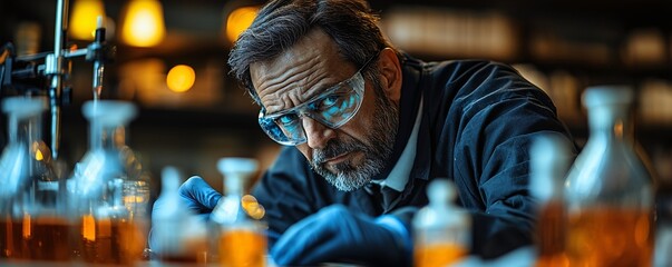 Scientist in Laboratory Analyzing Chemical Reactions and Experiments