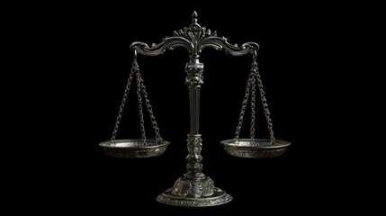 Justice scales, law symbol, dark background, legal concept, website banner