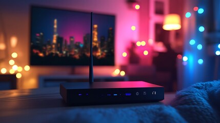 Smart Home Evening Ambiance: Router and TV