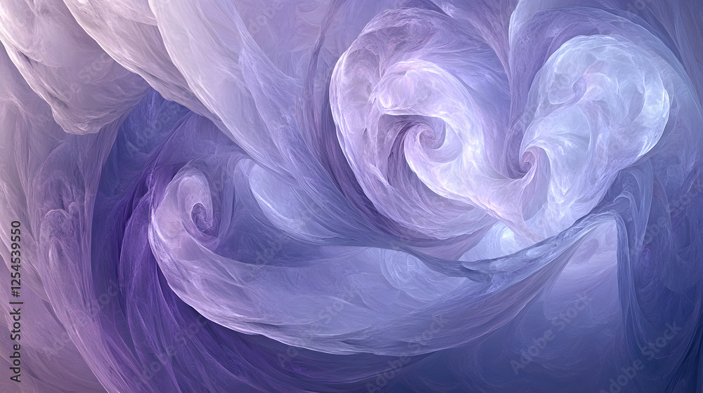Poster computer screen displaying a celestial-inspired blue and purple swirl design with abstract patterns 