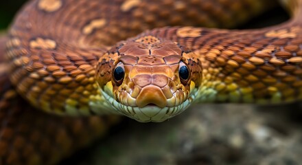 Fototapeta premium Close Up of Corn Snake Head with Patterned Scales and Intricate Details