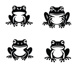 Frog Silhouette Vector Icon – Black Amphibian Logo, Wildlife Illustration