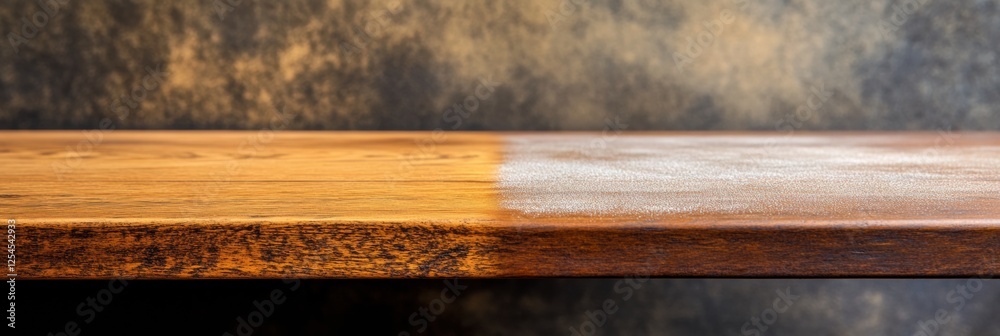 Poster comparison of dusty and clean furniture surfaces highlighting the impact of proper cleaning techniqu