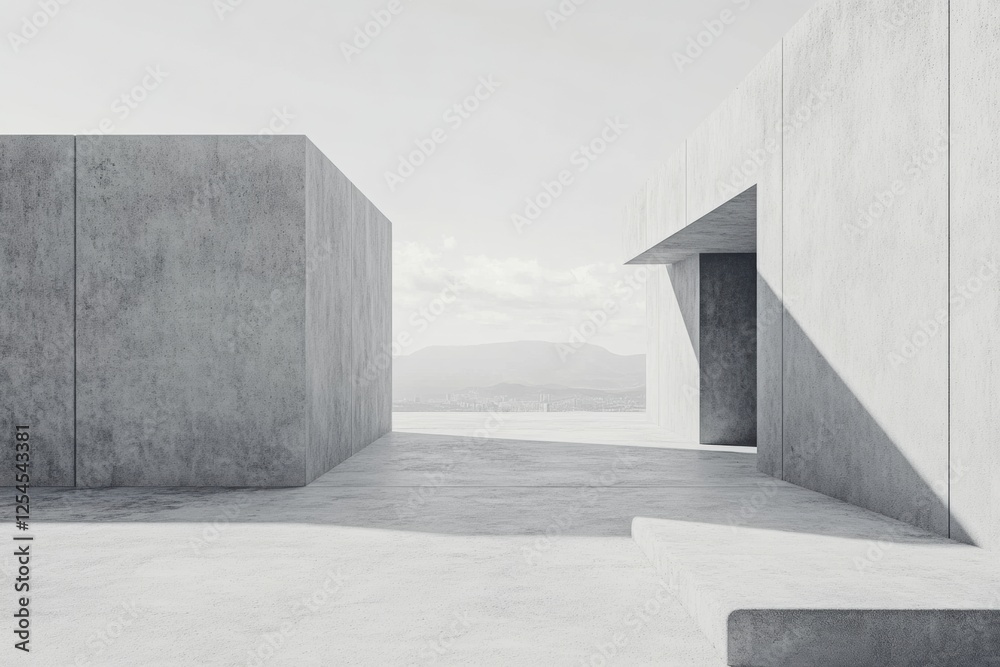 Aufkleber exploring a minimalist concrete texture environment with natural light in a serene outdoor space. ge