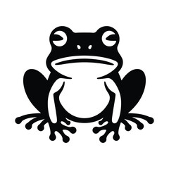 Frog Silhouette Vector Icon – Black Amphibian Logo, Wildlife Illustration