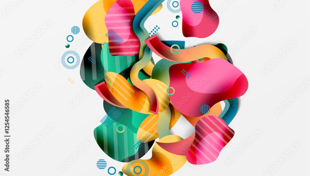 Poster vibrant abstract background overlapping shapes