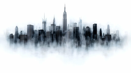 Obraz premium Foggy NYC Skyline, Dramatic Cityscape