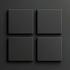 Four dark gray squares, minimalist design, background texture