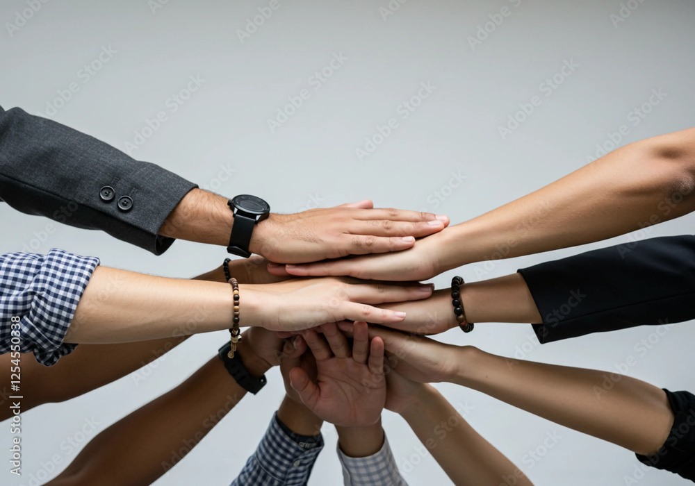 Wall mural hands of different individuals reaching out to each other, representing connection and support in a 