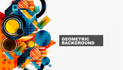 Obraz premium Complex geometric background with circles and triangles