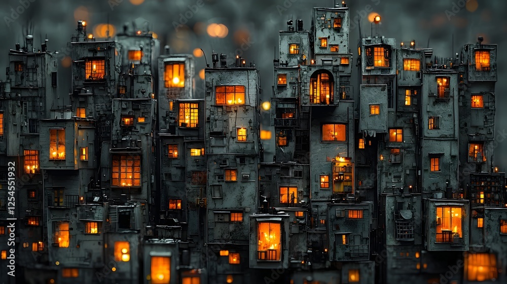 Aufkleber glowing citadel a captivating night skyline of luminous high rise buildings with pockets of candleli