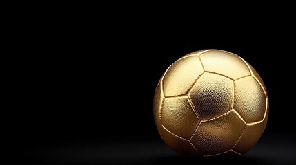 Golden Soccer Ball On Black Background