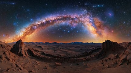 Obraz premium Stunning Night Sky with Milky Way Over Desert Landscape