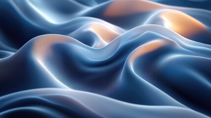 Obraz premium Flowing fabric waves with soft light reflections, creating a serene and calming atmosphere