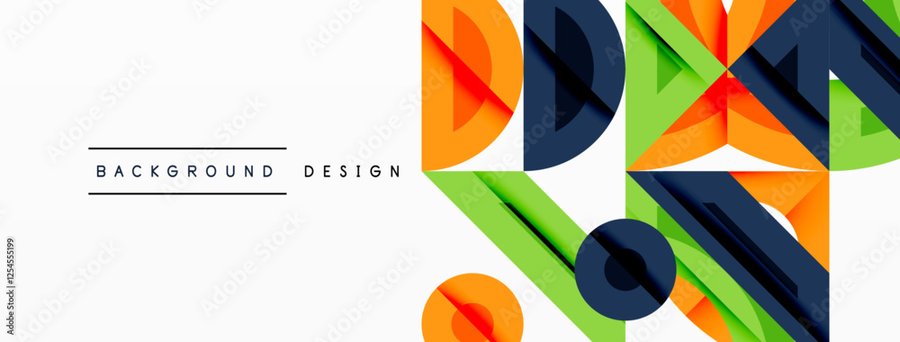 Aufkleber Abstract geometric background with shapes, featuring circular and rounded elements. Bold contrast, smooth gradients, dynamic composition, futuristic style