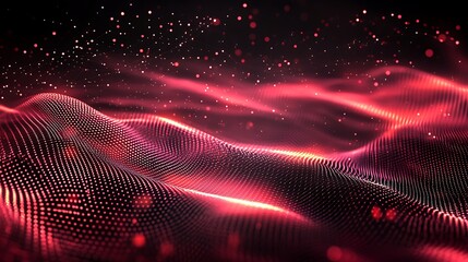 Fototapeta premium Abstract Red Particle Wave Background
