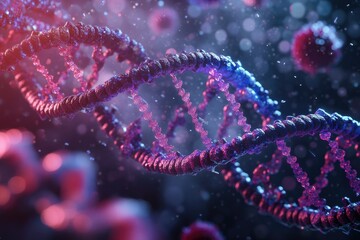 DNA Helix Rotating, Cellular Background, Science, Research