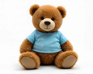 Obraz premium A cute teddy bear sitting upright, captured in a classic pose with a focus on its endearing features.