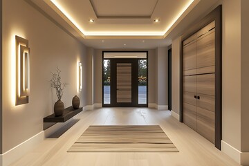 Fototapeta premium minimalist hallway with modern light fixtures