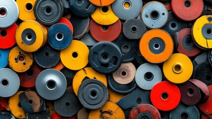 Fototapeta premium Colorful Abstract Background of Circular Industrial Parts