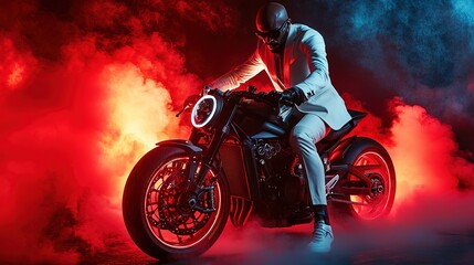 Red Smoke, Rider, Motorcycle