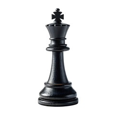 Fototapeta premium high quality wooden black chess king piece isolated on white background. Top king chess piece in white