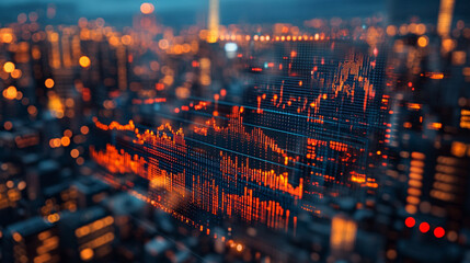 A digital display hologram HUD screen showcasing the Earth from space with an advanced technology interface, bright tones, and a blurred background, offering space for captions or text