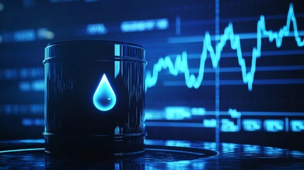 Oil barrel with digital data visualization.