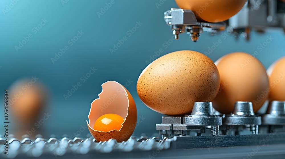 Leinwandbilder automated control for eggs moving on a conveyor belt through a processing facility ensuring consiste
