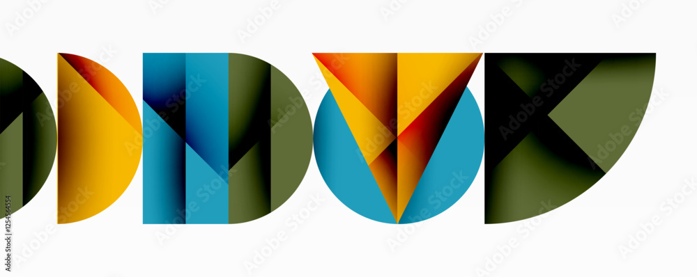 Wall mural minimal geometric abstract background. circle square and triangle design