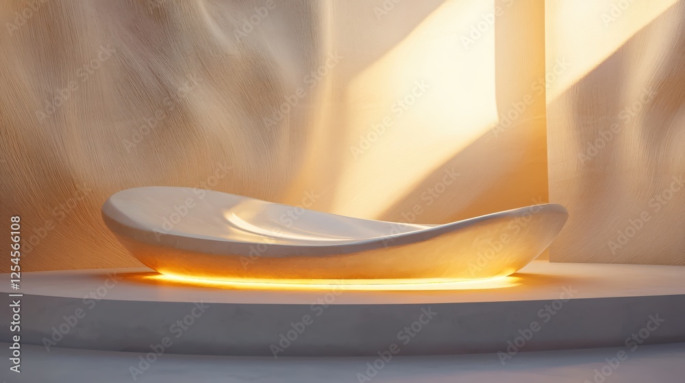 Aufkleber serene studio scene with abstract sculpture and soft light creating a peaceful atmosphere