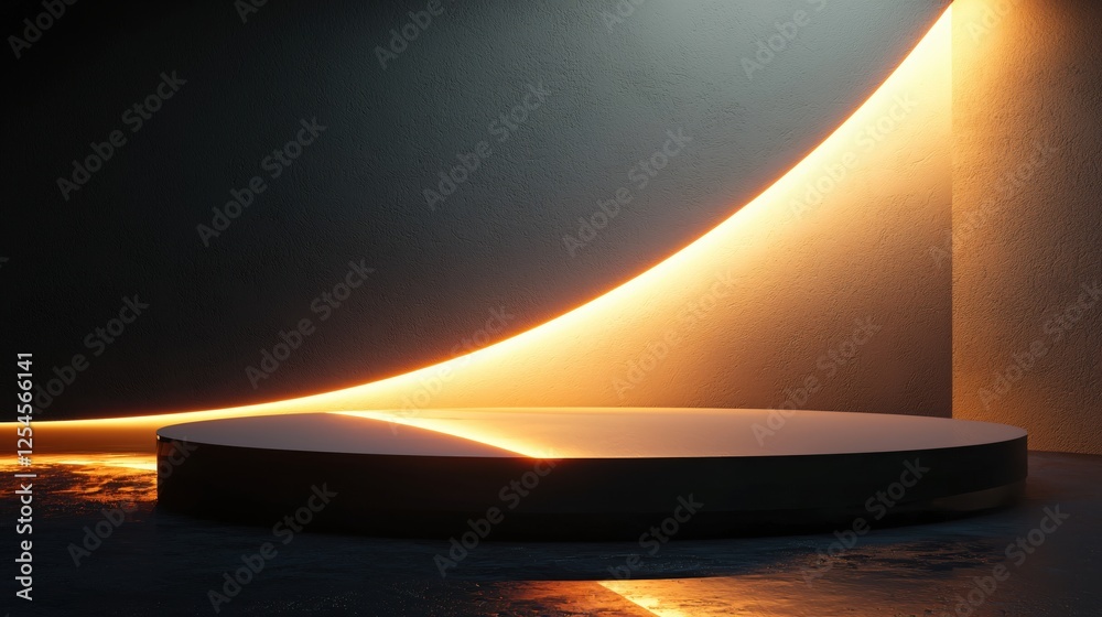 Leinwandbilder elegant product display platform with warm light and dark textured background for showcase