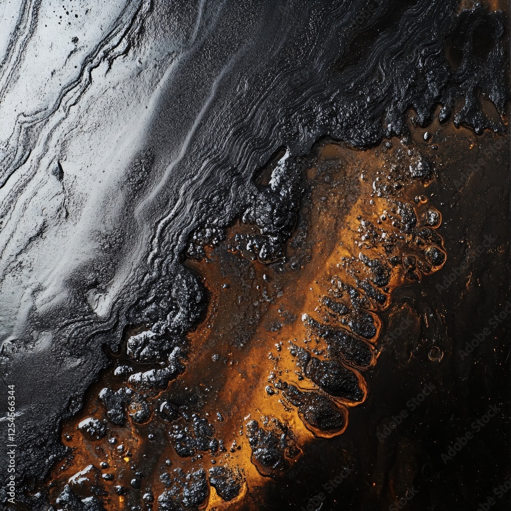 Aufkleber abstract molten gold and black texture with fluid dynamic movement and organic pattern