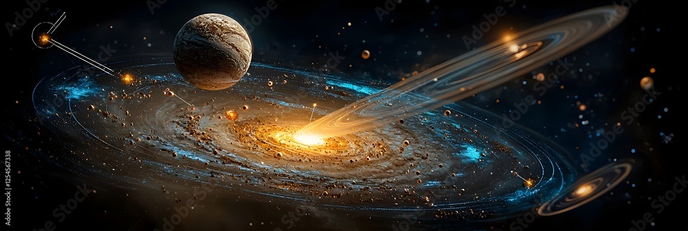 Poster captivating image showcasing a magnificent spiral galaxy surrounded by vibrant cosmic nebula clouds 